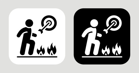 Fototapeta premium Flame of Purpose Icon In Black and White Glyph Style