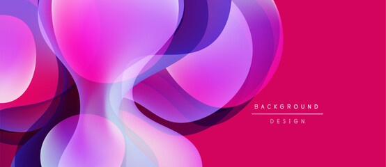 Abstract fluid shapes, vibrant pinks, purples. Modern design, smooth gradients create dynamic composition. Background element for digital projects.
