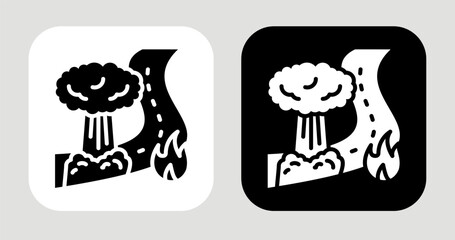 Unstoppable Fire Icon In Black and White Glyph Style