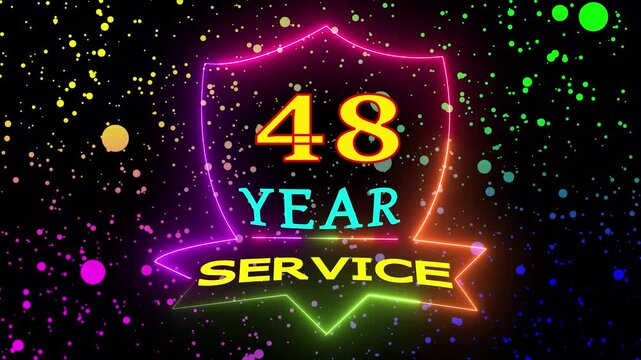 48 year service award animated neon text
