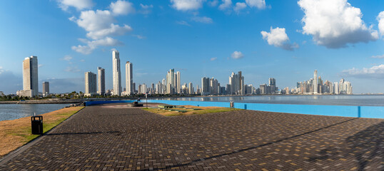 Panorama of the skyline and port of Panama City