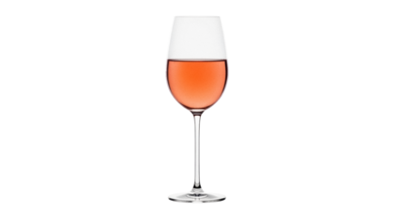Elegant glass of rosé wine isolated PNG on transparent background, refreshing alcoholic beverage for celebrations and special occasions