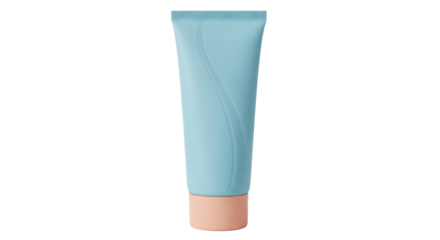 Light blue cosmetic tube isolated PNG, skincare product container on transparent background for beauty and personal care
