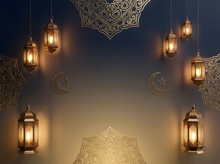 Ramadan background with intricate Islamic golden ornaments. Perfect for festive Islamic designs