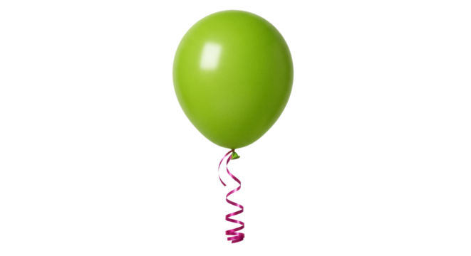Bright green balloon PNG isolated on transparent background, festive party decoration for birthdays and celebrations