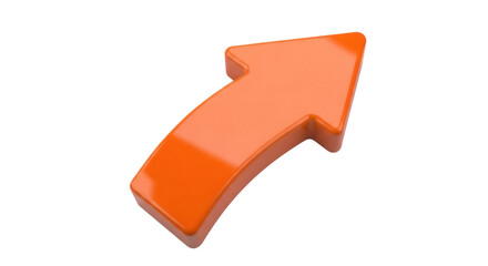 Orange arrow pointing up and right isolated PNG on transparent background, direction indicator for navigation and design use