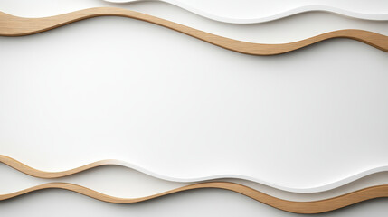 Obraz premium Wavy wooden trim white layered background minimalist design modern interior