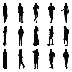 Vector collection set of individual people silhouettes.	