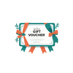 a business-themed gift voucher card with simple ribbon