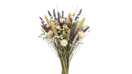 Colorful Dried Flower Bouquet with Lavender and Wheat Stalks