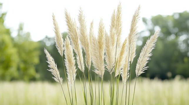 Tall grass swaying in gentle wind natural softness pampas grass field
