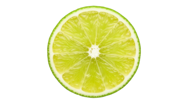 Fresh lime slice PNG isolated on transparent background, vibrant green citrus fruit for summer drinks and healthy eating concepts