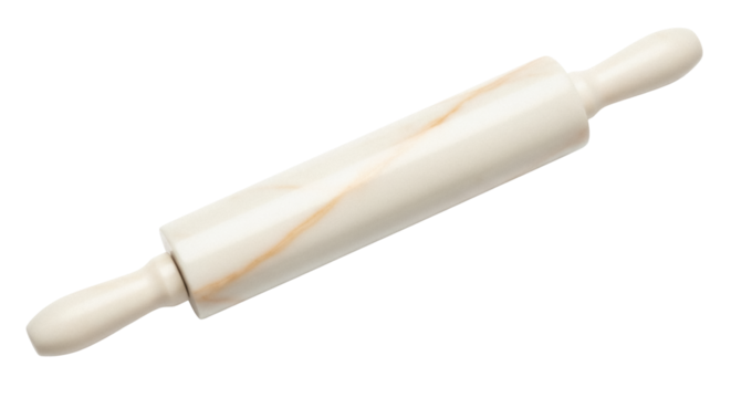 Wooden rolling pin isolated PNG on transparent background, kitchen utensil for baking and cooking dough, pastry tool