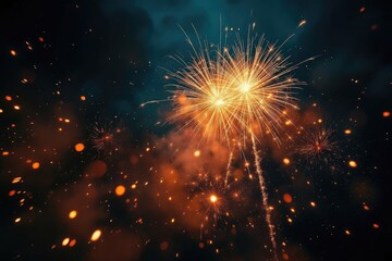 Fireworks display at night