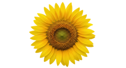 Bright yellow sunflower isolated PNG on transparent background, vibrant summer flower for design projects and botanical themes
