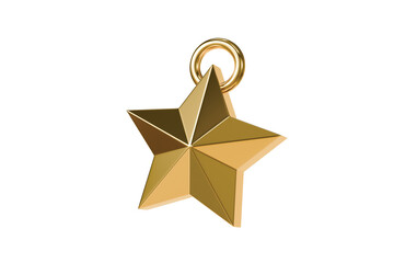 3d gold star christmas ornament icon. holiday decoration concept. minimal cartoon star badge award for christmas banner and ecommerce. isolated on white background. 3d render.