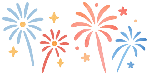 PNG Colorful festive fireworks illustration, element set on transparent background