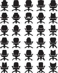 futuristic robotic items of chair silhouette style vector design on white background