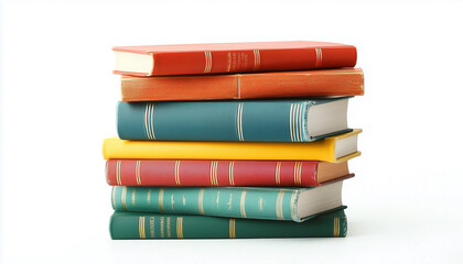Stack of colorful books isolated on white background