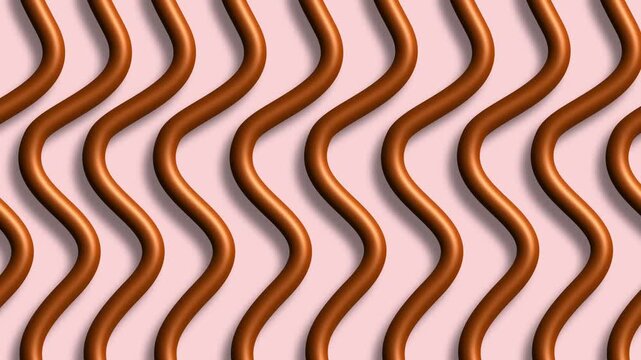 Copper wavy lines repeating with abstract geometric pattern