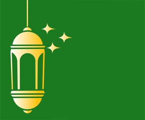 Green background with golden lantern design vector,islamic golden lantern with green background image,moslem lantern with green background illustration, lantern and green background design template 
