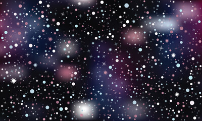 Obraz premium Space-Inspired Dotted Galaxy Seamless Pattern Showcasing Sparkling Stars and Cosmic Light Flares, Suitable for Night Sky Wallpapers and Fabric Designs