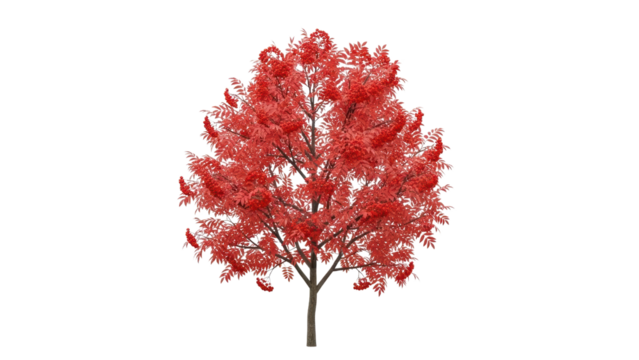 Vibrant Red Tree with Lush Leaves in Autumn Season Displaying Beauty
