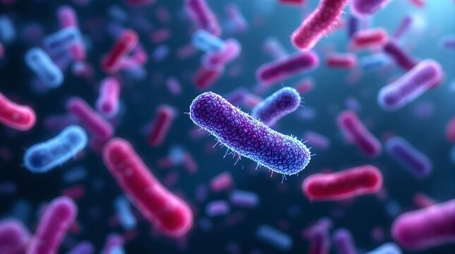 Bacteria cells microbiology science background medical research infection virus pathogen germs health 3d render