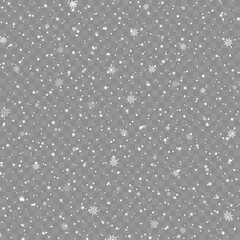 Realistic Falling White Snow Overlay Texture on Transparent Background. Vector