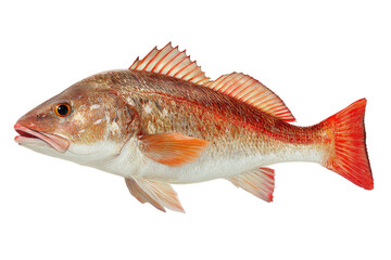 Fototapeta premium Side view of a red fish with reddish scales, fins, and a transparent background