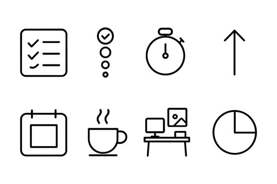Minimalist line icons for productivity and office essentials