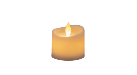 Realistic candle with flickering flame isolated PNG, warm light source for decoration and ambiance on transparent background