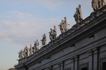 Statues outside the St. Peter's Basilica in the Vatican.