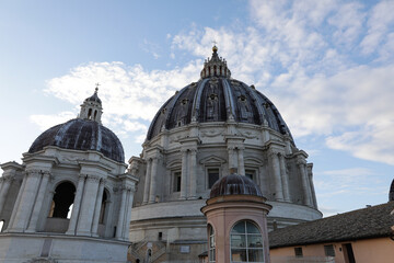Details of the dome of St. Peter's Basilica in the Vatican.