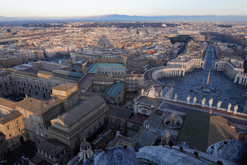 St. Peter's Square as seen from the dome of the Basilica at sunset.