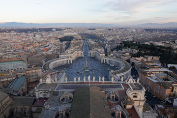 St. Peter's Square as seen from the dome of the Basilica at sunset.