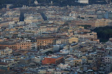 The Vatican and city of Rome as seen from the dome of the Basilica at sunset