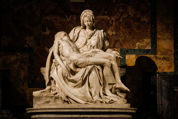 The Pieta sculpture from Michelangelo inside the St. Peter's Basilica in the Vatican.
