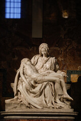 The Pieta sculpture from Michelangelo inside the St. Peter's Basilica in the Vatican.