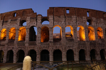 Colosseum in Rome, Italy, at night.