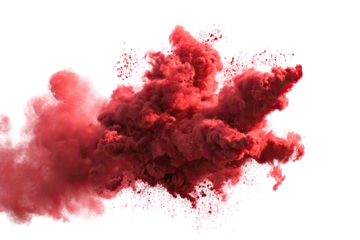 A vibrant, crimson cloud formation against a stark black backdrop, evoking dynamism