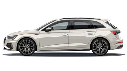 Obraz premium Sleek white station wagon illustration, perfect for automotive blogs, car dealership marketing, or transportation design projects with a modern aesthetic