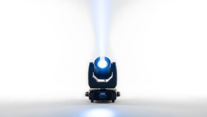 Blue and black aroma diffuser with rising mist on white background