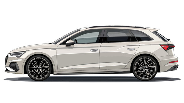 Sleek white station wagon illustration, perfect for automotive blogs, car dealership marketing, or transportation design projects with a modern aesthetic