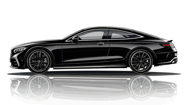 Sleek black coupe car with modern styling, embodying luxury and speed, perfect for automotive enthusiasts or design projects needing a stylish vehicle