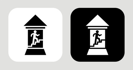 Rise Tower Icon In Black and White Glyph Style