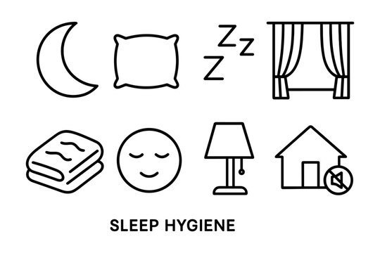 Icons for promoting sleep hygiene: essential objects and symbols for a restful night