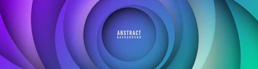 3D green purple abstract background overlap layer on bright space with circles effect decoration. Modern graphic design element cutout style concept for web banner, art, flyer, card, or brochure cover