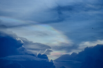The cloud has rainbow colors.
