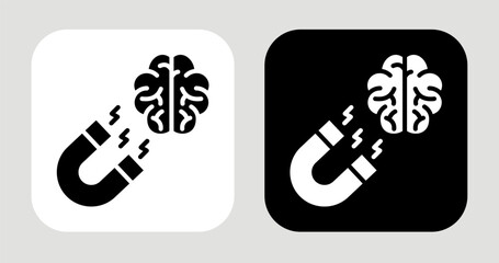 Think Magnet Icon In Black and White Glyph Style